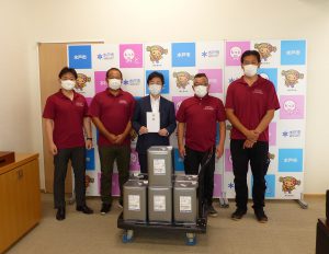 続:水戸市へ消毒用エタノール製剤 221リットルを寄贈致しました。